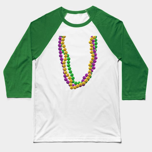 Mardi Gras Bead Necklaces in Purple, Green and Gold (White Background) Baseball T-Shirt by Art By LM Designs 